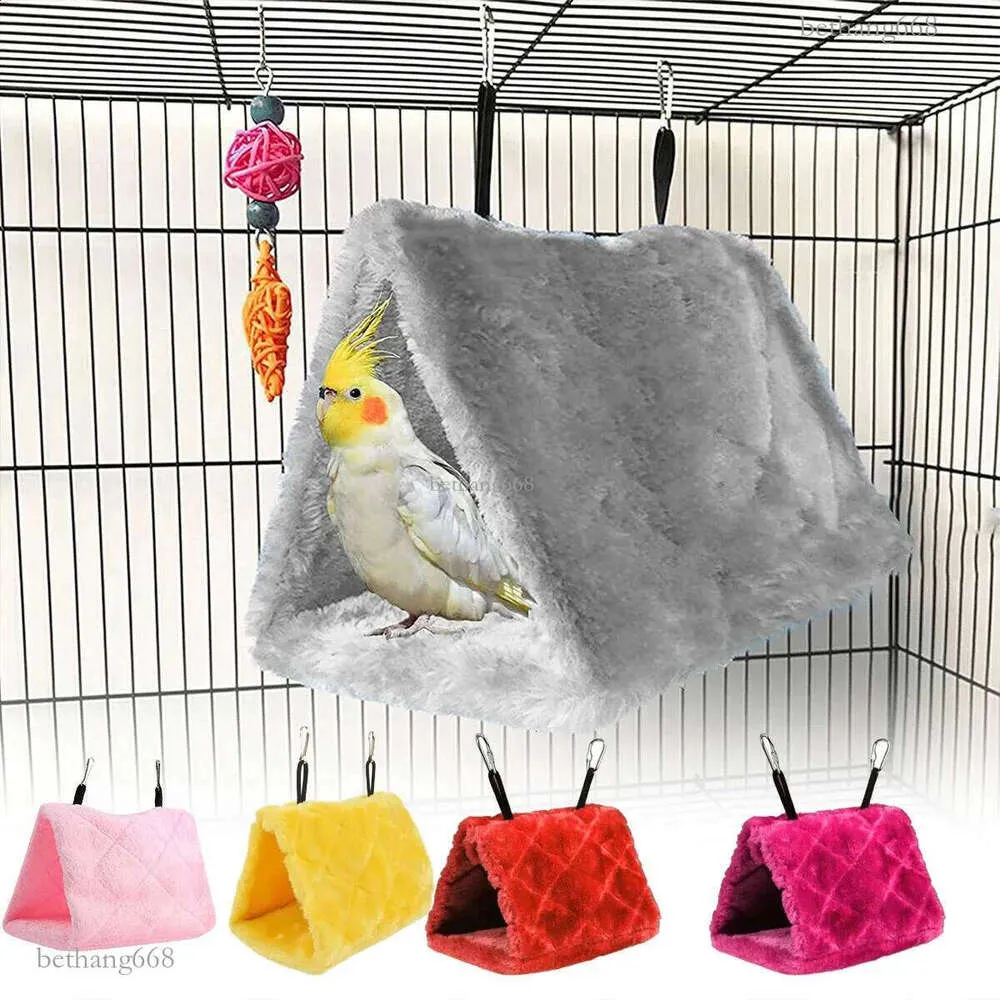 Sheens Winter Warm Bird Hammock, Soft Plush Parrot Hanging Bed Triangle