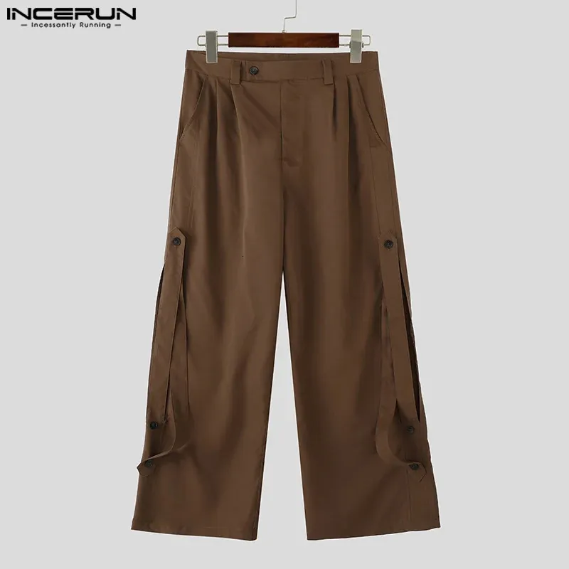 Incerun American Style Men's Pants Deconstruction Solid Ribbon Trouser ...