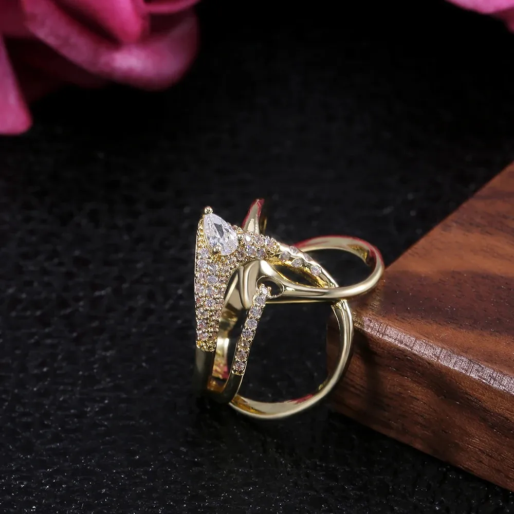Huitan Irregular Magic Witch Ring Super Cool Accessories Small Tool Gold Twisted Wrapping Womens Jewelry Personalized_voghion.com