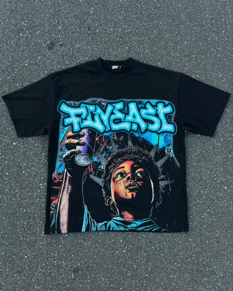 Y2k ストリート服漫画の文字パターンプリント特大...を￥3,711 | DHgate