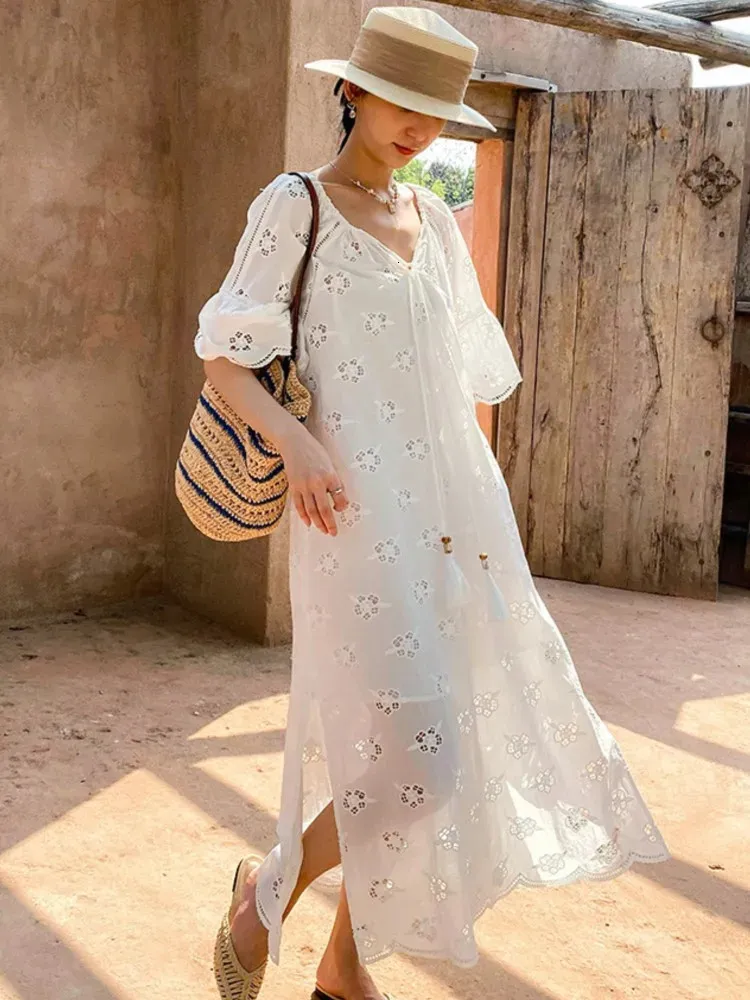 Summer Holiday Beach Dress Womens Casual White... From Eshinestore, $71.97