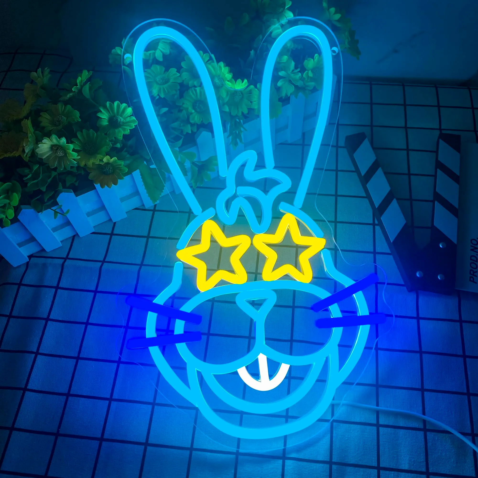 Bonnie Rabbit Neon Sign Bonnie Rabbit Neon Sign for Wall Decor, Dimmable Cartoon Bunny USB ...