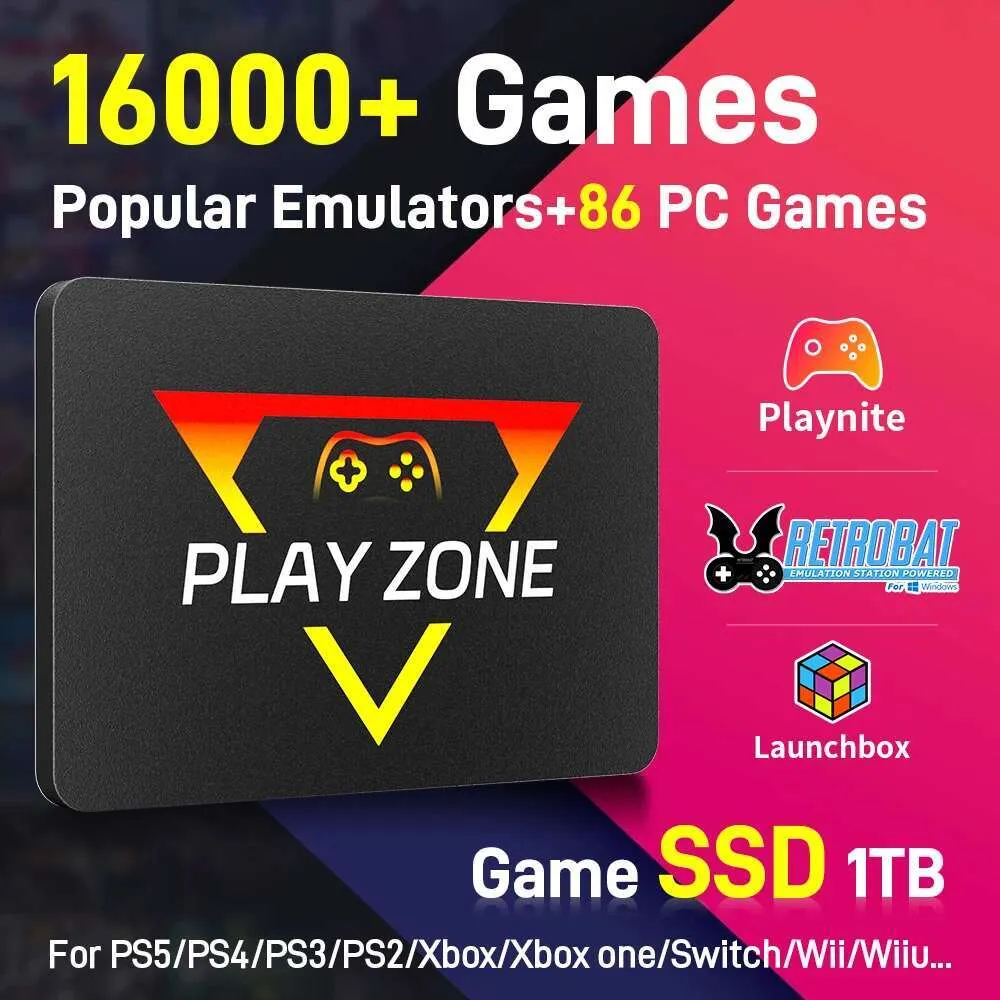 Playzone 1TB Retro Gaming SSD - 16000+ Emulated Games, 86 Pre