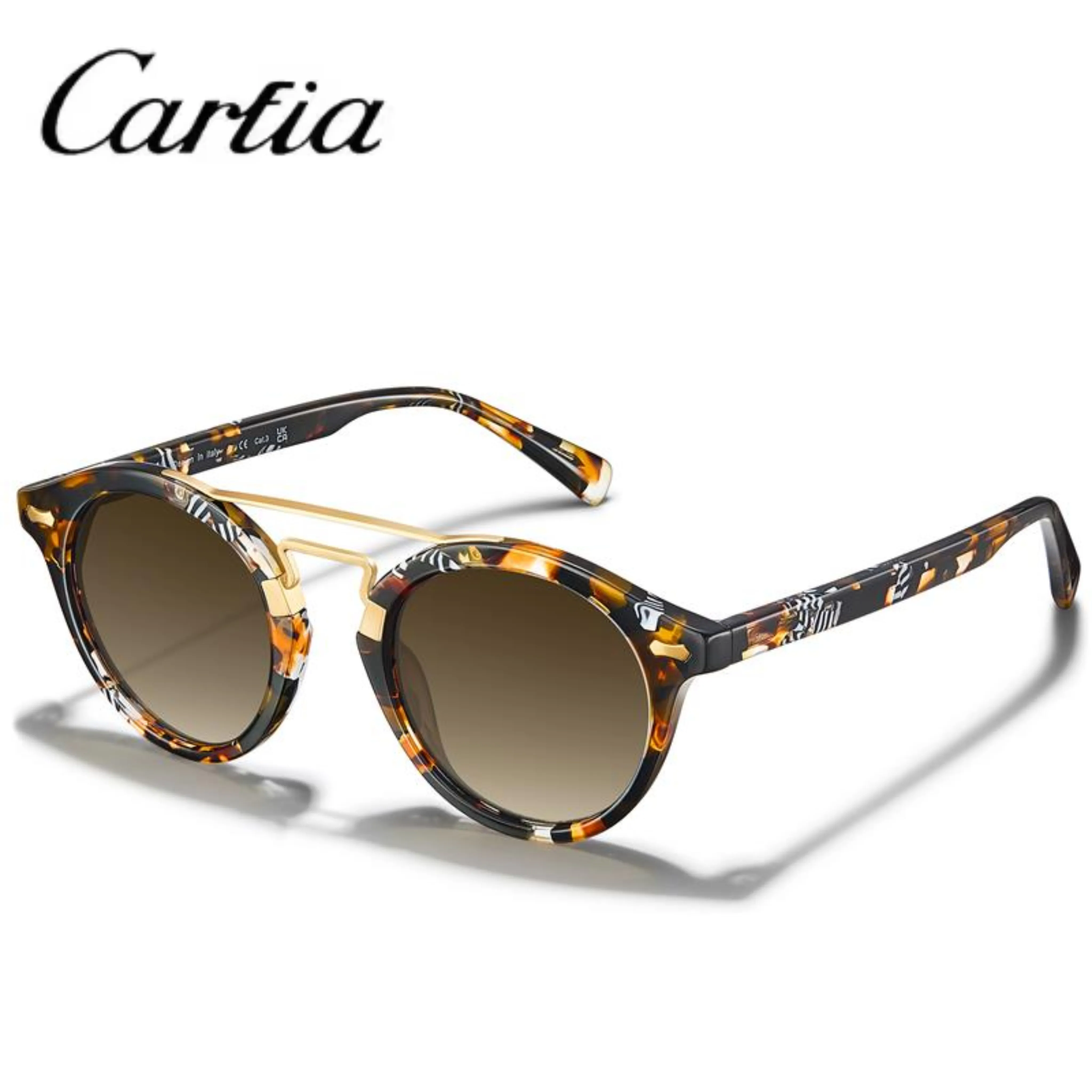Handcrafted Acetate Polarized Sunglasses UV400 Shatterproof Lenses Joopin Vintage Round Polarized Sunglasses, TR90 Frame, UV400  main image 3