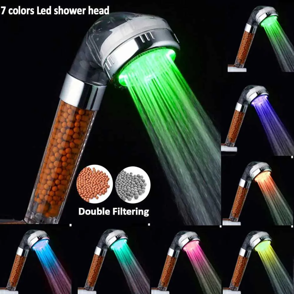 Cabezal de ducha de mano de tecnología alemana - Filtro de lluvia EcoSmart de alta presión LED de 7 colores_voghion.com