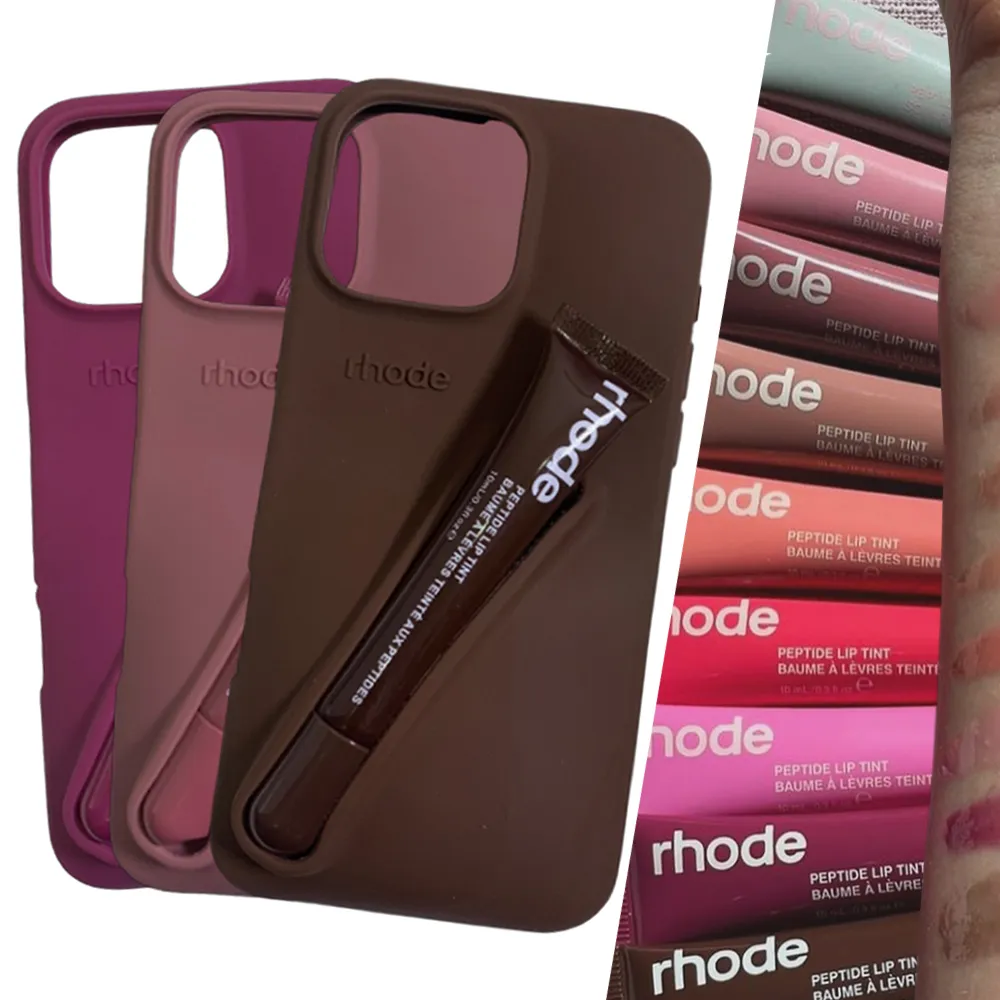 Rhode 3D Silicone Lipstick Phone Case Holder Soft Makeup Lip Gloss
