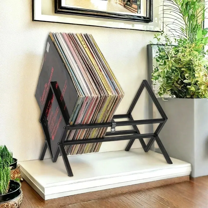 Portable Matte Black Vinyl Record Holder Bookshelf Holds 80100 LPS With ...