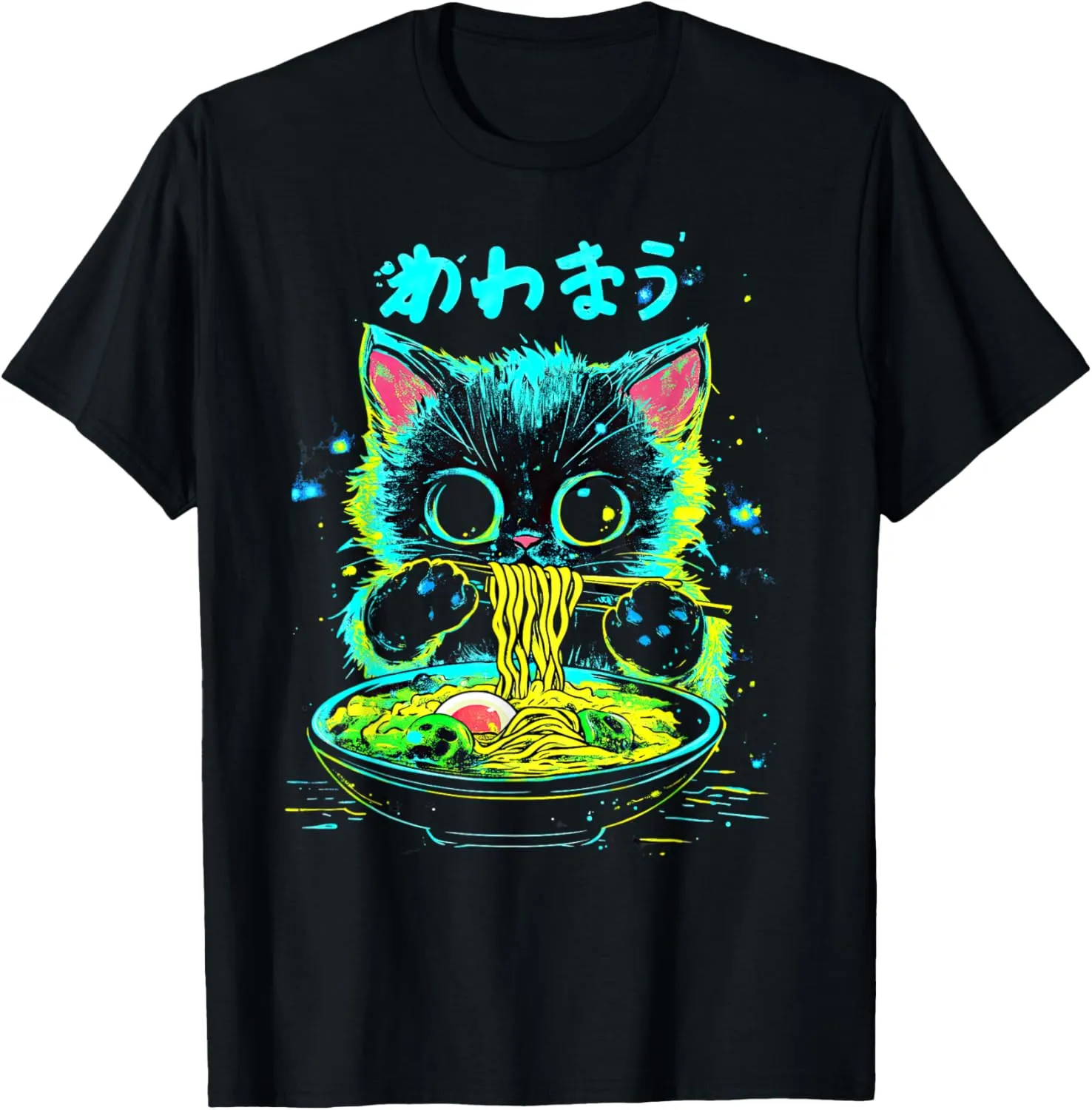 Anime Ramen Cat Japanese Retro Noodles Aesthetic Kawaii Cat T Shirt ...