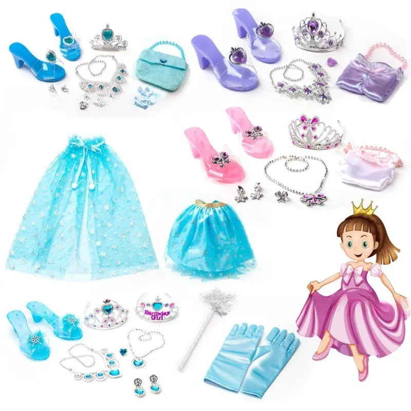 open lace back dress Dress Up Set for Girls, Princess Clothes for Little Girls, 9 Piece Set –  Dime and Nickel