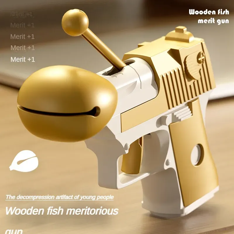 Wooden Fish Decompression Toy Rifle Pistol Stress Relief Gadget Novelty ...
