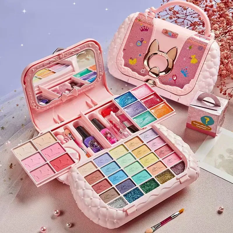 Girls Pretend Play Makeup Box Set Water Washable Non Toxic Nail