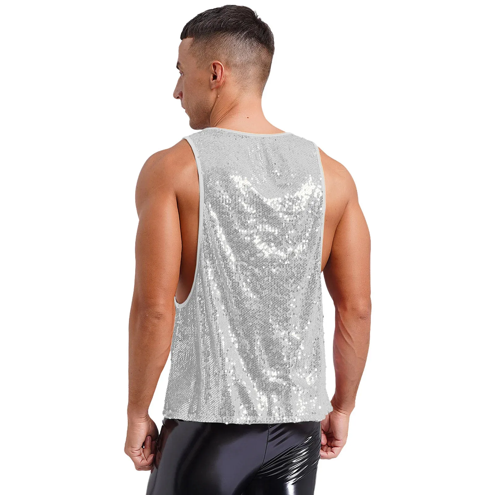 Gouden ster glitter tanktop / mouwloos shirt zwart heren - heren singlet Gouden ster
