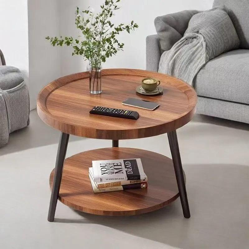 B575 Small Apartment Living Room Sofa Side Table Simple Round Table ...