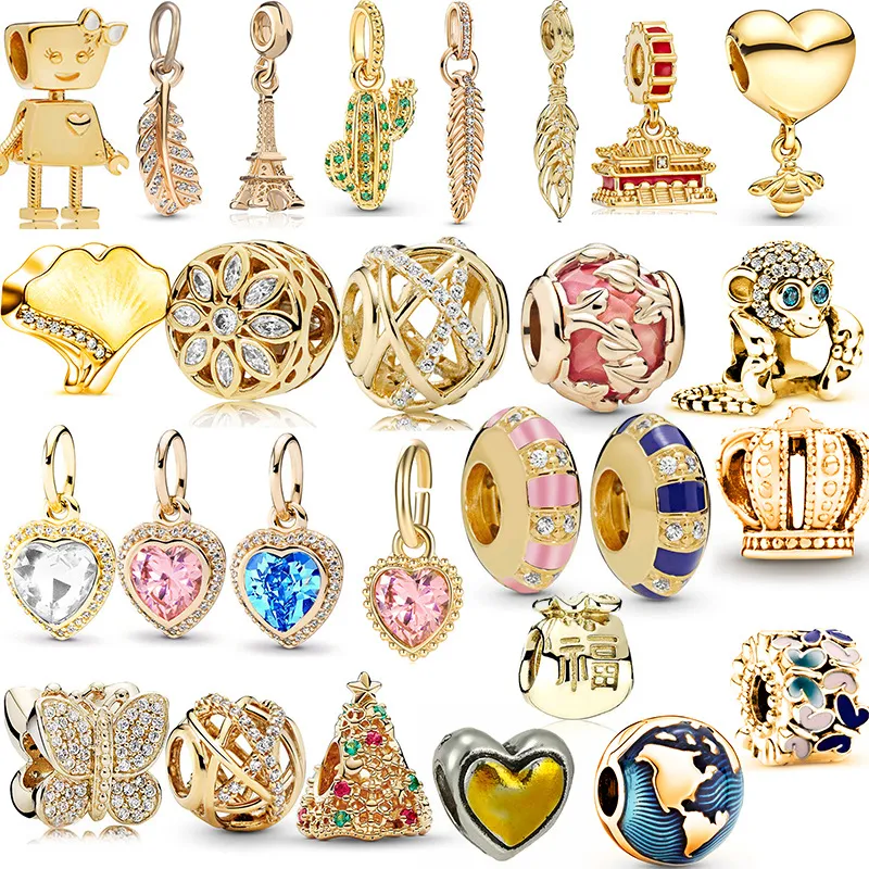 Enamel Gold Plated Designer Gold Pandora Style Charms... From ...