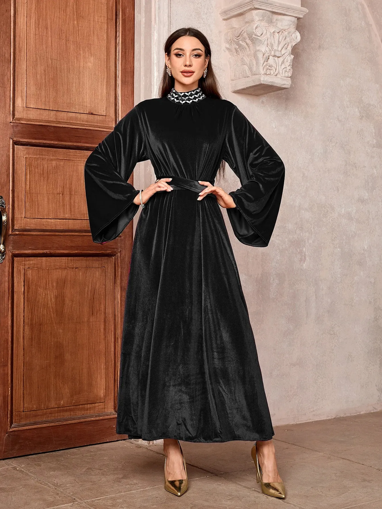 Embroidered Solid Velvet Maxi Velvet Maxi Dress For From Zara01
