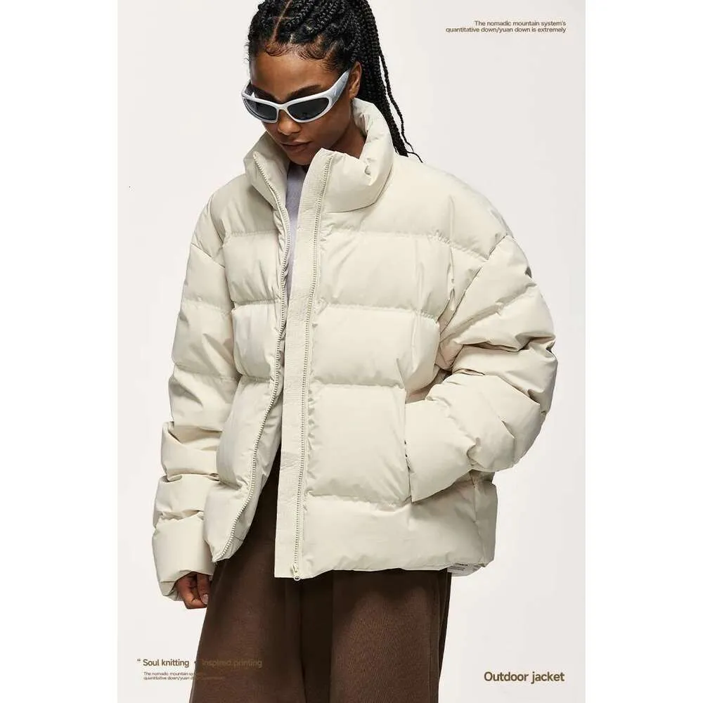 Duck Down Jacket: Unisex Winter Short Puffer Coat, Solid