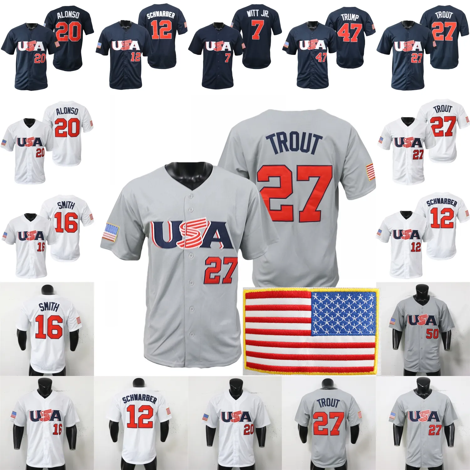 2025 2026 WBC USA Team Baseball Jersey Aaron Judge Mookie Betts