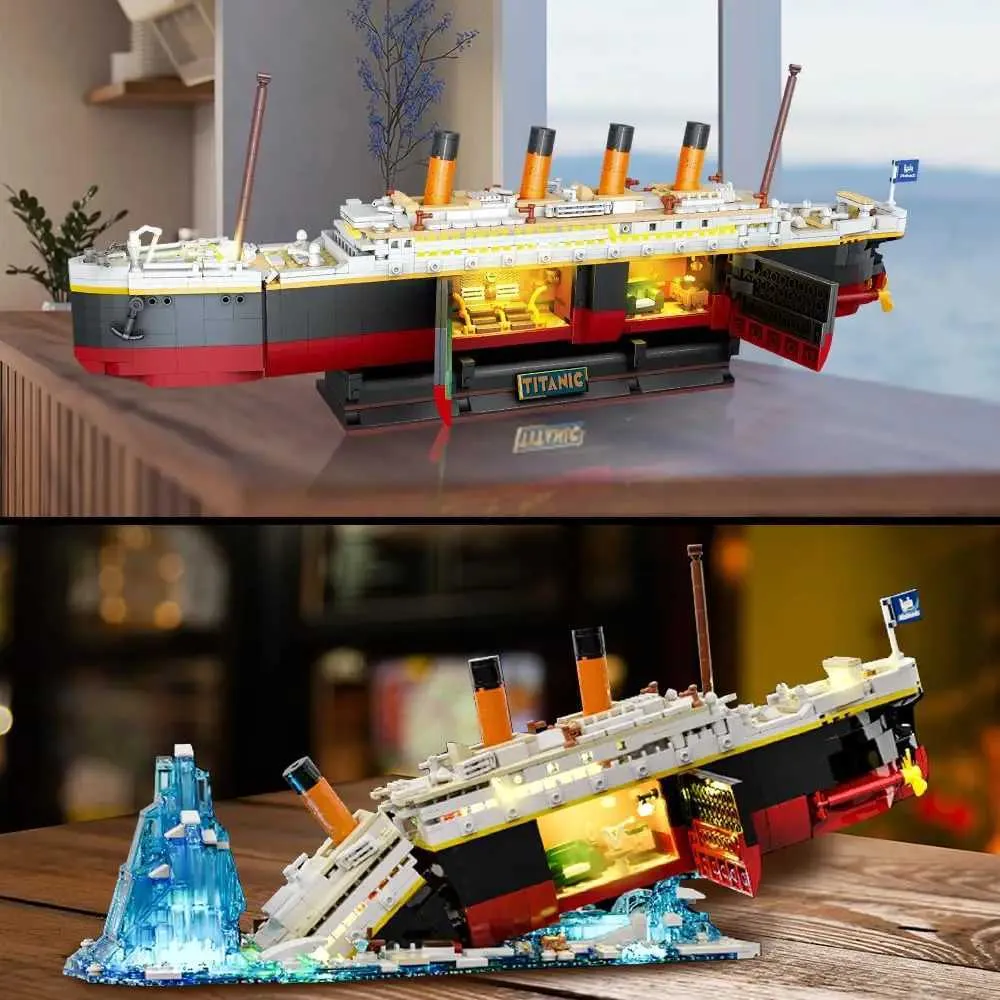 Mini Rocker Titanic Titanic Building Set With LED 2 In 1 Titanic Ship Mini Block Ship Model ...
