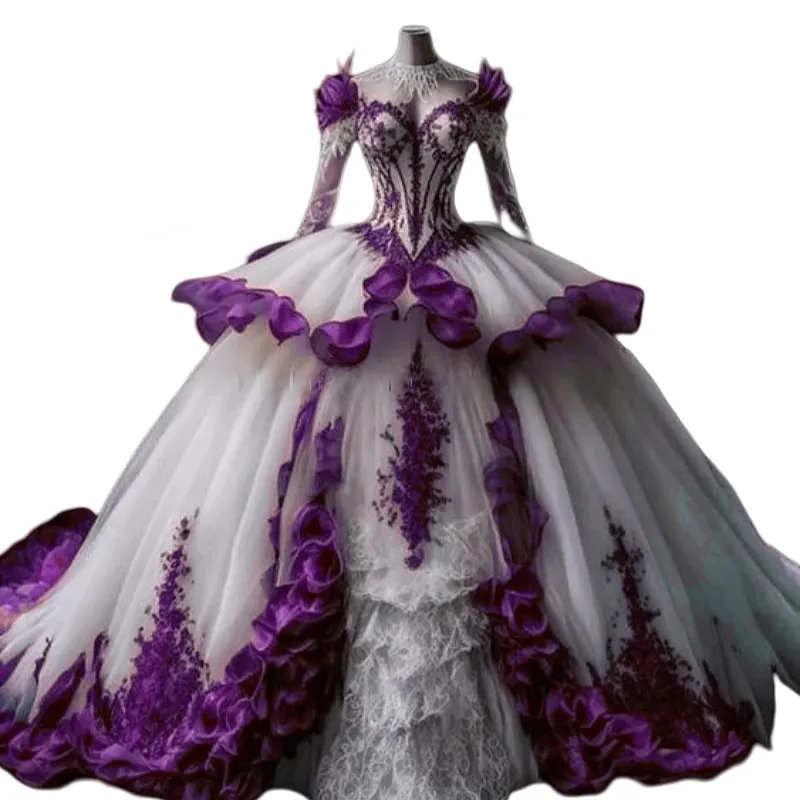 Dark Red and White Victorian Ball long sleeve Ball gown with Lace Appliques and Ruffles - Vintage Inspired Prom Dress for Special Occasions (2026) Dark Red and White Victorian Ball long sleeve Ball gown with Lace Appliques and Ruffles - Vintage Inspired Prom Dress for Special Occasions (2026)