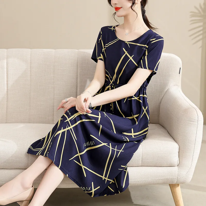 Elegant Cotton Silk Floral Dress - Comfortable Summer Clothing for Mature  Women, Plus Size Available, Stylish Mothers Day Gift from Dhgate Plus size  Dresses - price 82.42