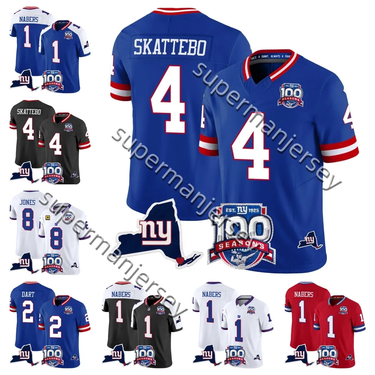 Cam Skattebo Custom Giantss Football Jersey S 3xl Jaxson Dart