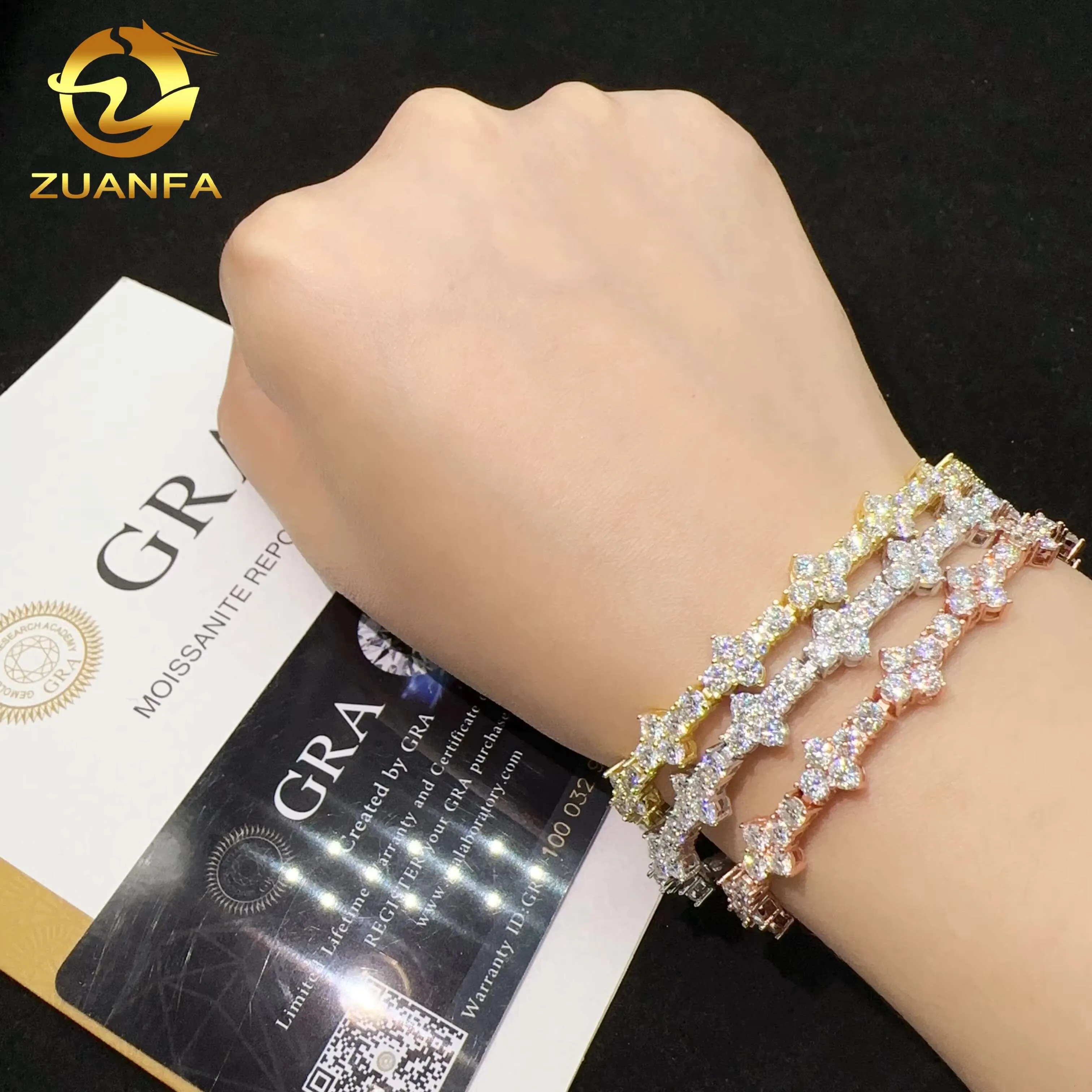 Hot Selling Sterling Silver 925 Lab Diamond Iced Out Vvs Moissanite Hip Hop Jewelry Tennis Chain Bracelet_voghion.com
