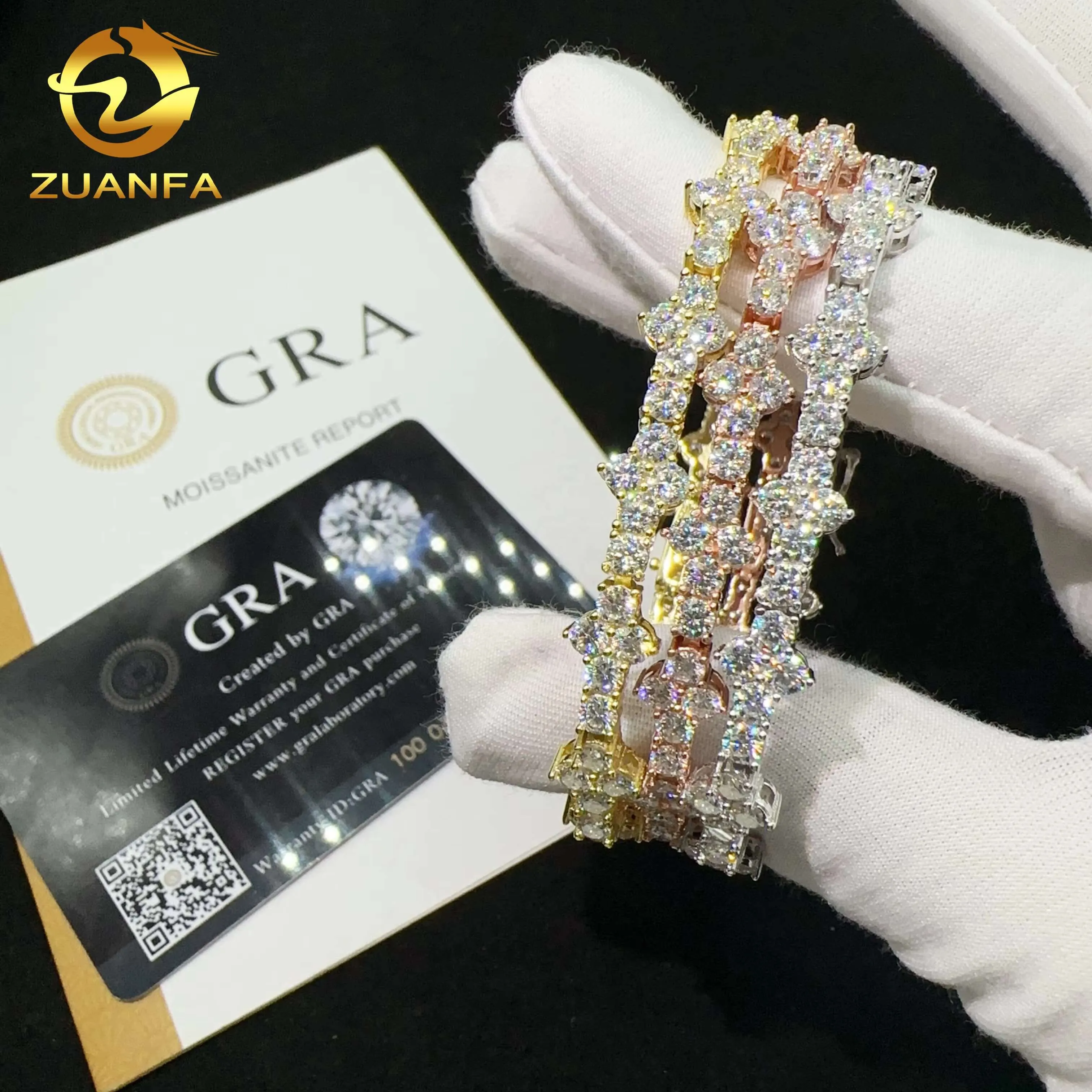 Hot Selling Sterling Silver 925 Lab Diamond Iced Out Vvs Moissanite Hip Hop Jewelry Tennis Chain Bracelet_voghion.com