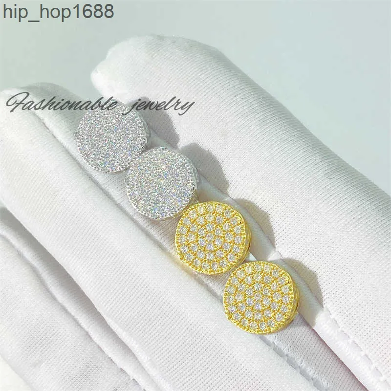 Valentines Gift Hiphop Stud 14K Yellow Gold Screw Back Real Round Cut Moissanite Earrings For Men_voghion.com