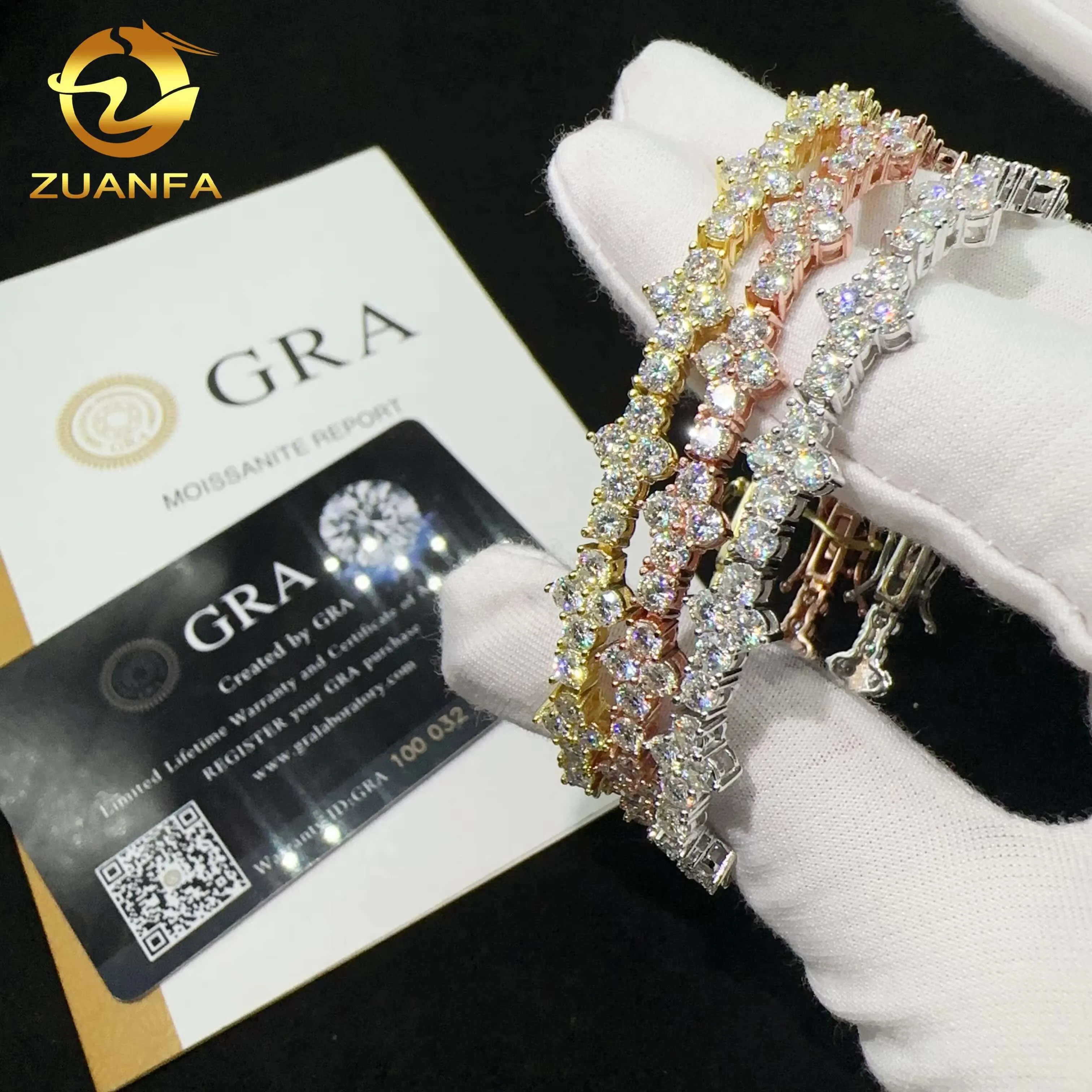 Hot Selling Sterling Silver 925 Lab Diamond Iced Out Vvs Moissanite Hip Hop Jewelry Tennis Chain Bracelet_voghion.com