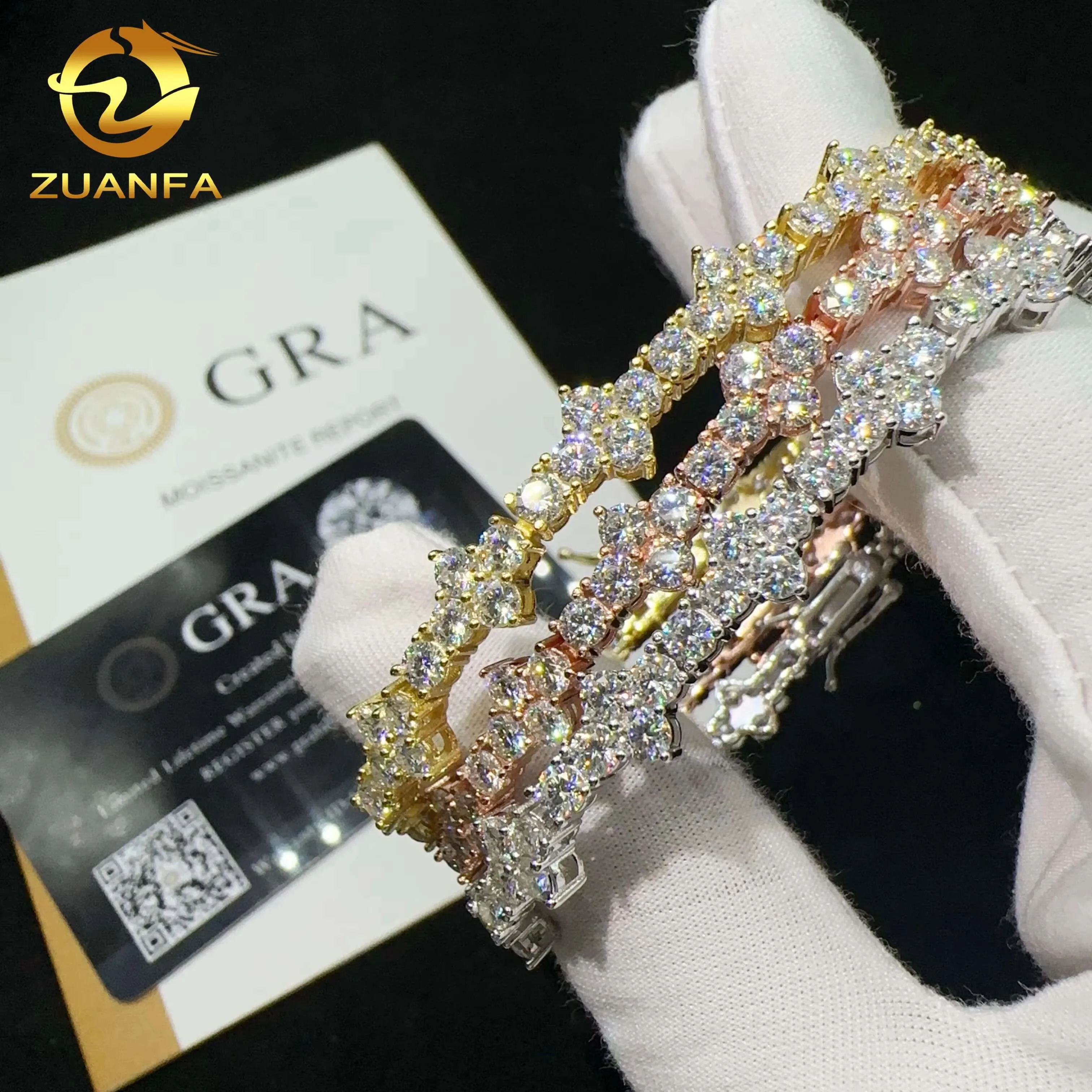 Hot Selling Sterling Silver 925 Lab Diamond Iced Out Vvs Moissanite Hip Hop Jewelry Tennis Chain Bracelet_voghion.com