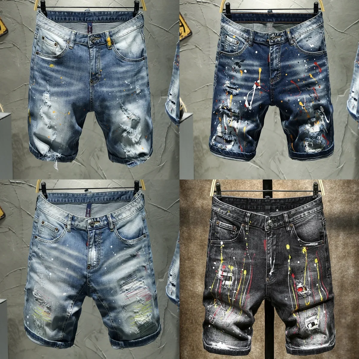 Diseñador De Jeans Desgarrados Para Hombres Pantalones Cortos De