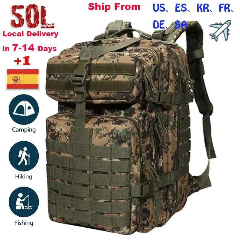 Rucksack 50L Großer Kapazität Camping Man Rucksacks Taktische Jagd ...