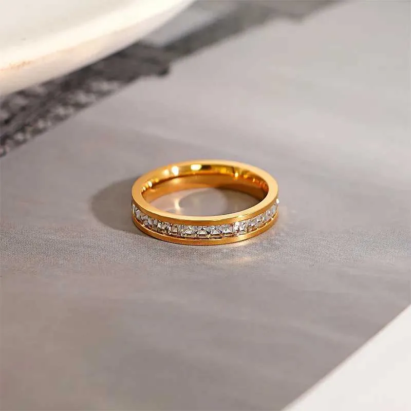 Bague unisexe JHSL de luxe en acier inoxydable 4 mm avec zircon cubique, coloris or et argent, tailles US 3 à 10_voghion.com