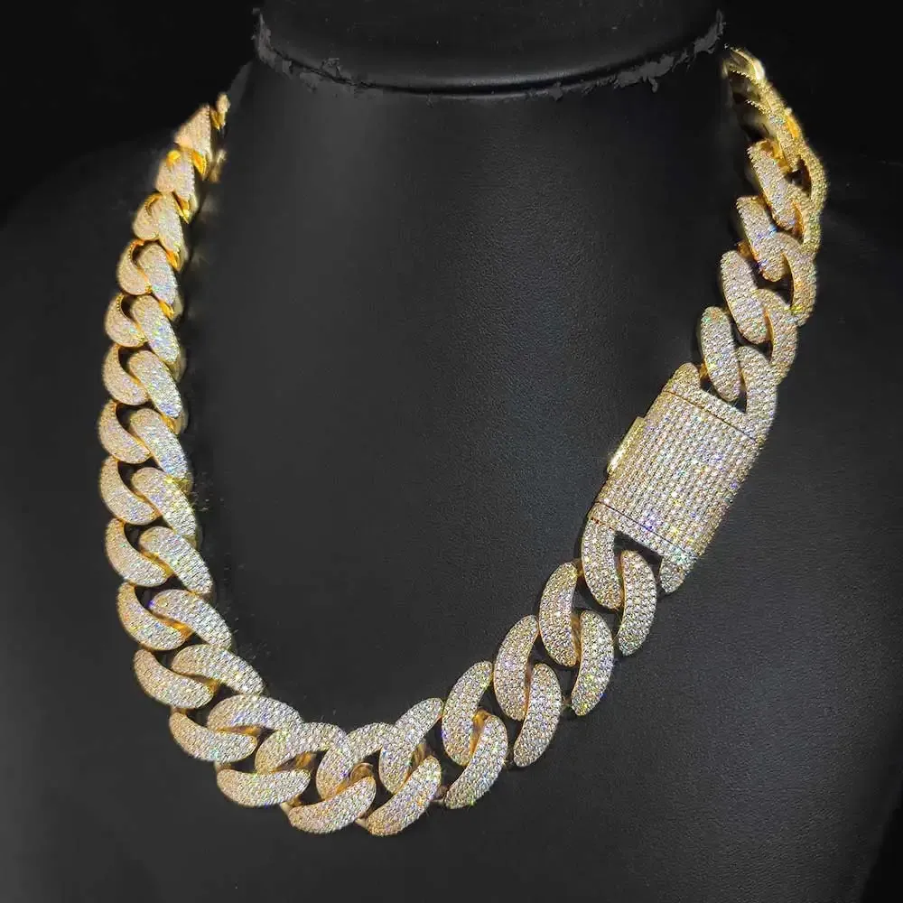 20mm 4 Rows Hip Hop Iced Out Cuban Link Necklace Miami Bling Chain CZ Y ...