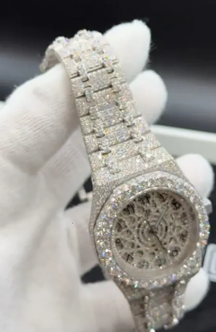 Brand-new style with hollowed-out design Premium Quality Antique Fully Iced Out VVS Clarity Moissanite Dia Watch for Men with elegant Free Fast delivery