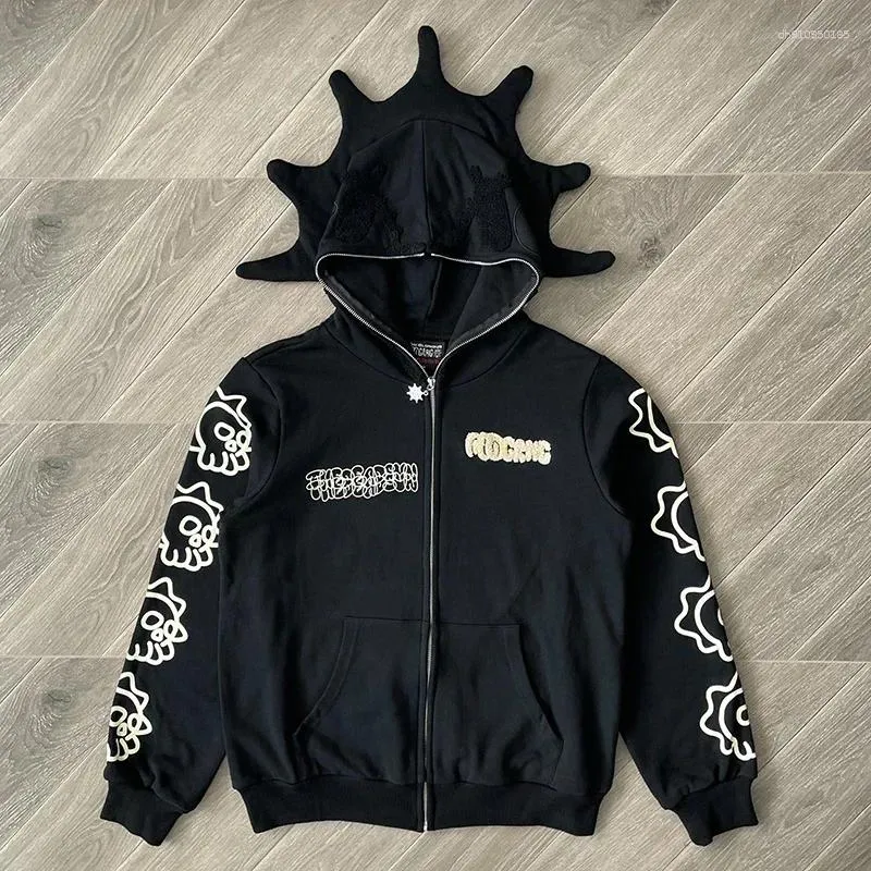 Glo Gang Zip Hoodie Mens Embroidered Cartoon From Handsome_mans