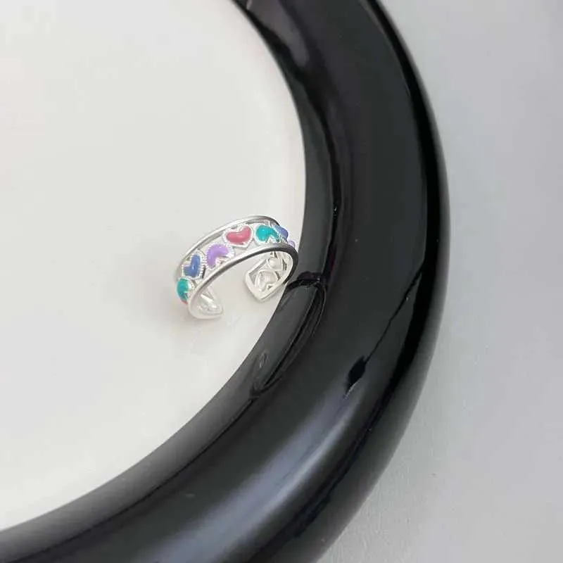 Vintage Rainbow Letter Open Ring For Women, Adjustable Design_voghion.com