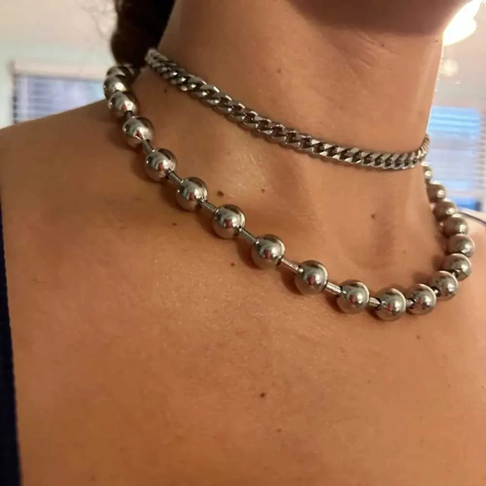 Grunge Y2K Statement Oversized 10mm Ball Chain Choker Necklace