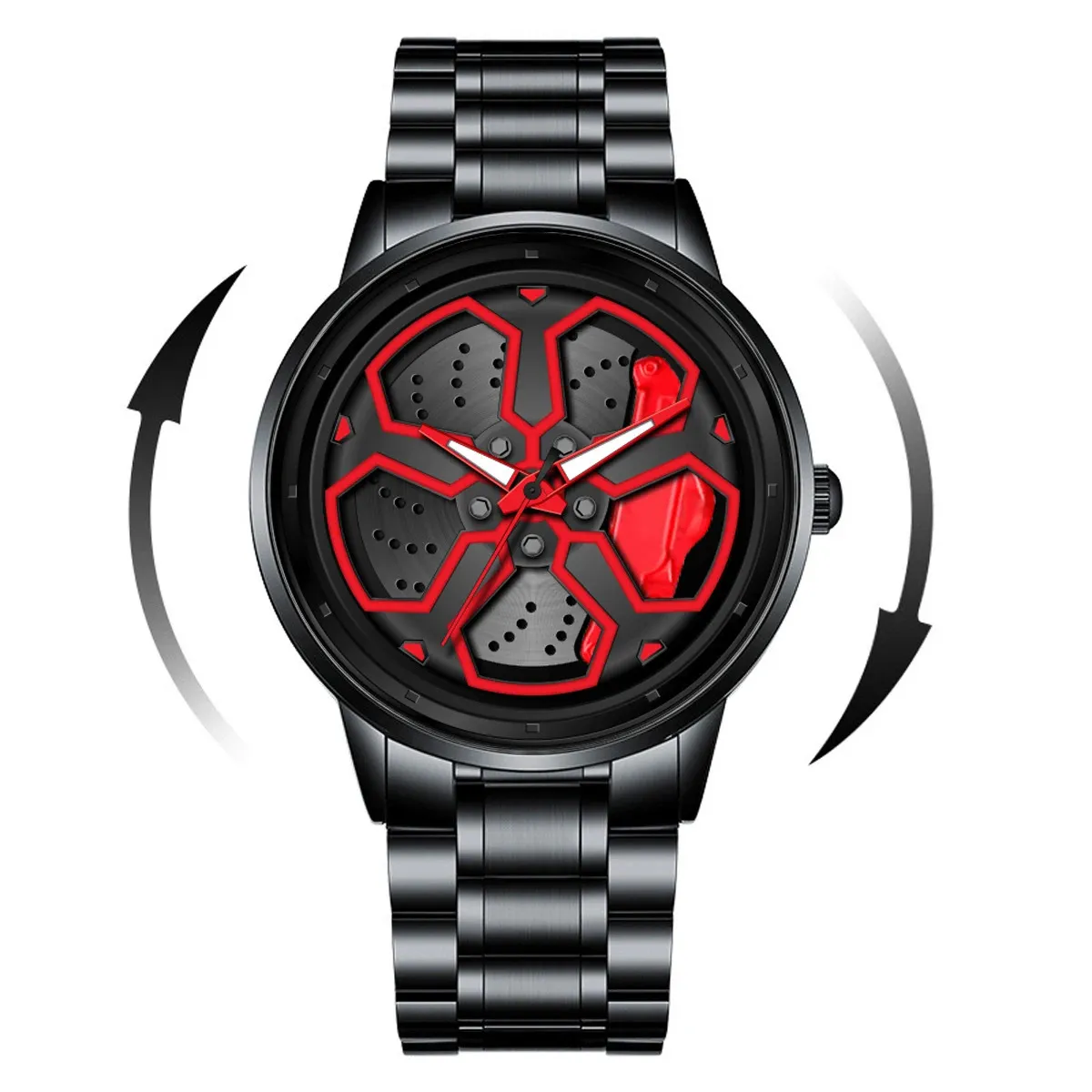 Mens Sports Watch Black Stainless Steel Strap Quartz  display picture 3