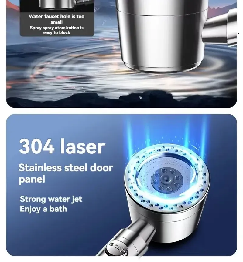 Handheld High-pressure Water-saving Filter Shower Head 5 Modes One Click Bathroom Accessory Set 250515_voghion.com