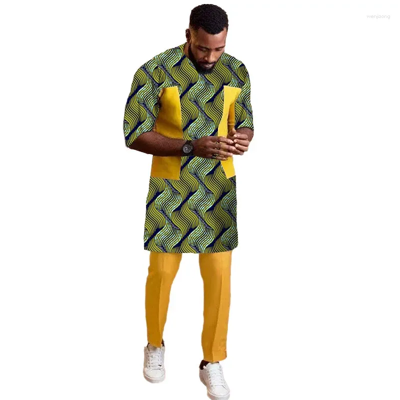 NQNFWCRJ] アフリカン・メンズ・フォーマル シャツ＆パンツ ツーピーススーツ 伝統的な衣装 半袖ダシキ パーティー ウェデ  Amazon.co.jp: アフリカの服男性の伝統的な摩耗フォーマルな服装シャツパンツ 3 個スーツウェディングパーティーの服男性 : ファッション アフリカのメンズフォーマルウェア 半袖 綿のシャツとパンツ ツーピースの服装 伝統的な衣装 ウェディング パーティー スーツ カジュ