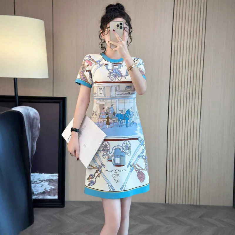 Basic & Casual Dresses Designer Elegant Print Colorful Long Dress Women  Designer European Fashion Style Carriage Printed High End Loose Flesh  Covering Summer 8CKH From 44,45  | DHgate