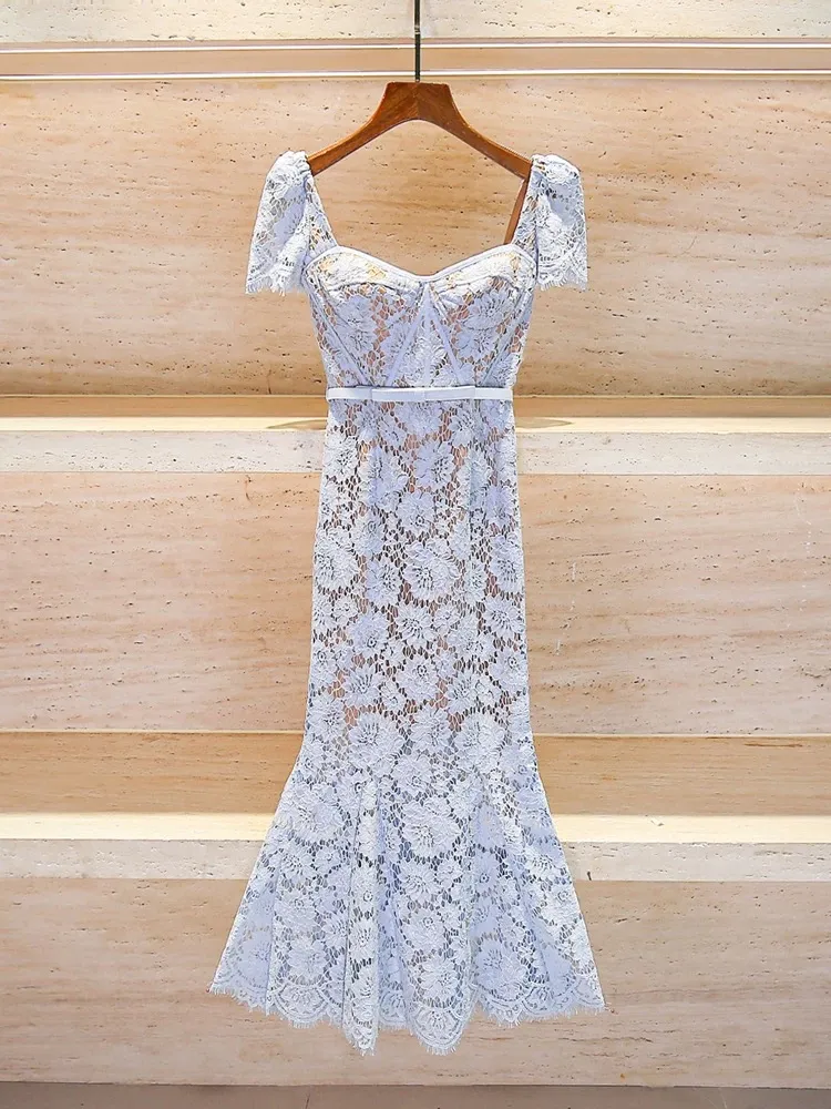 Auth S Elf Portrait Turquoise Lace Edge Pleated Dress... From  Jinguangcanlan558, $108.78 | DHgate.Com