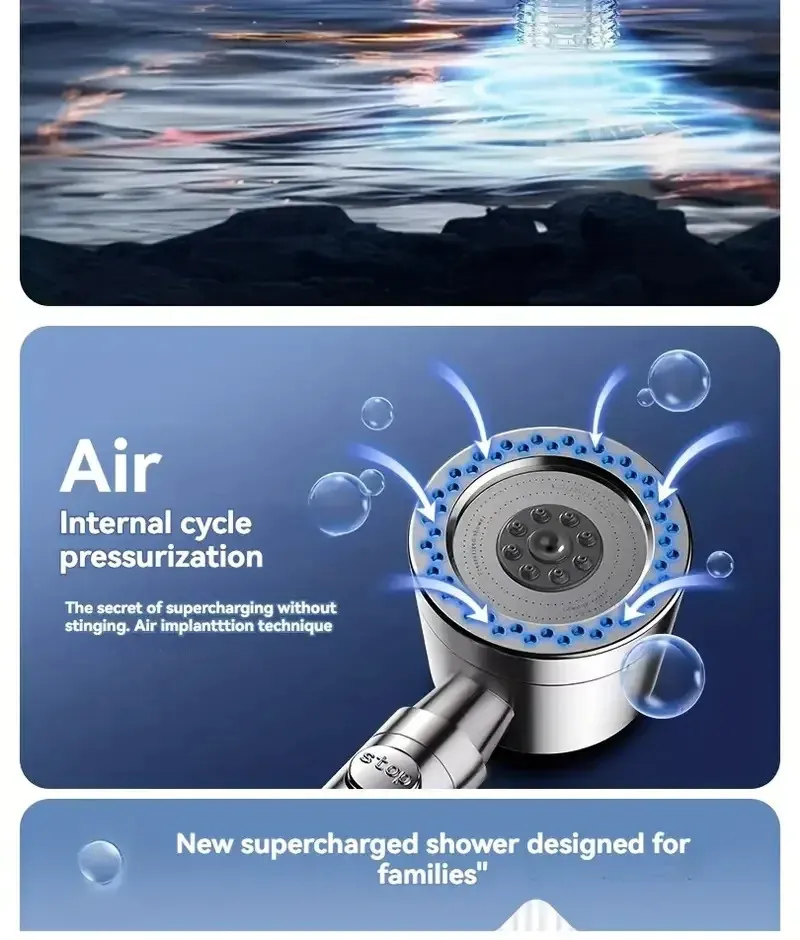 Handheld High-pressure Water-saving Filter Shower Head 5 Modes One Click Bathroom Accessory Set 250515_voghion.com
