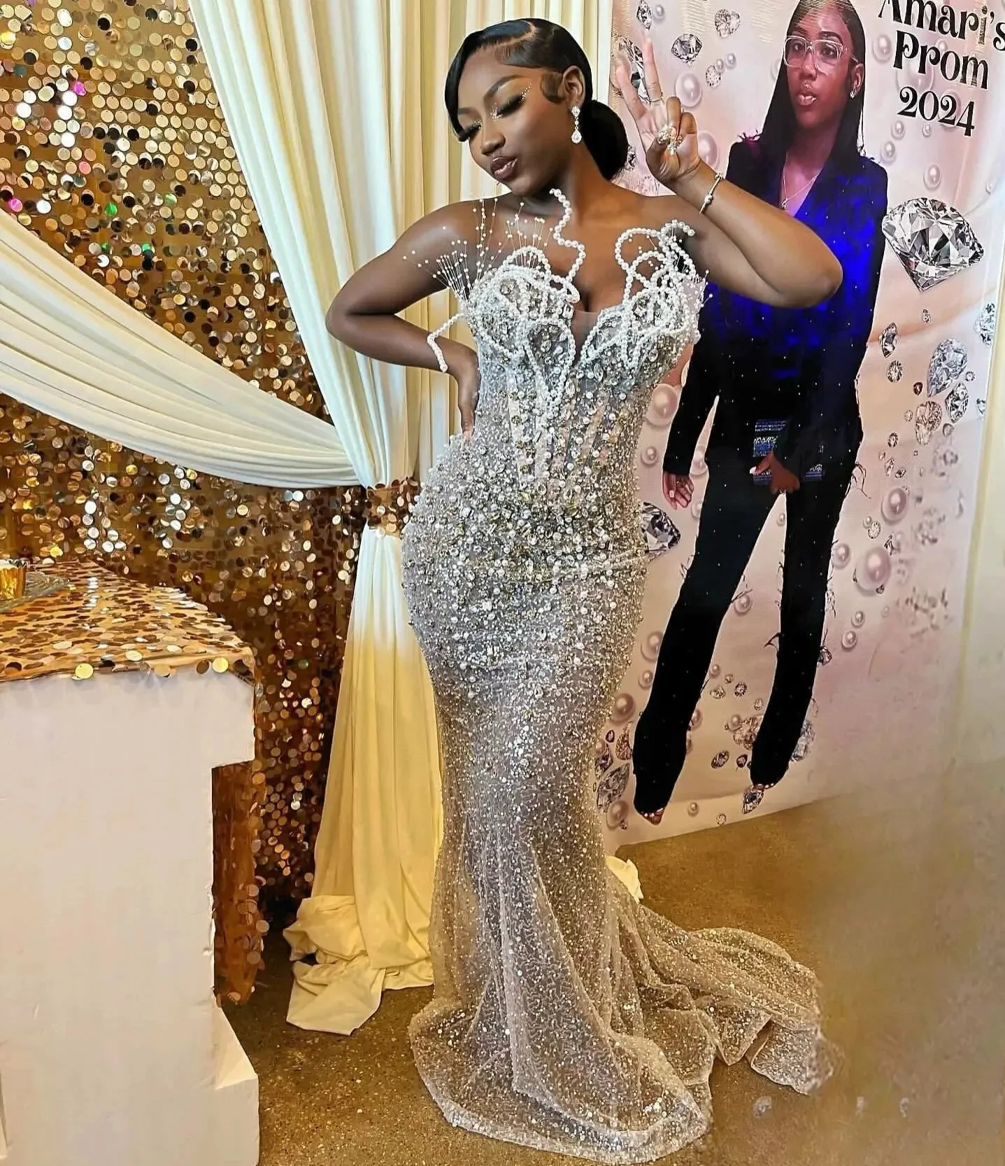 Sparkly African Matric Dresses Black Gold Striped Sequin African American Prom Dress Lunss Sparkly African Matric Dresses Black Gold Striped Sequin African American Prom Dress Lunss
