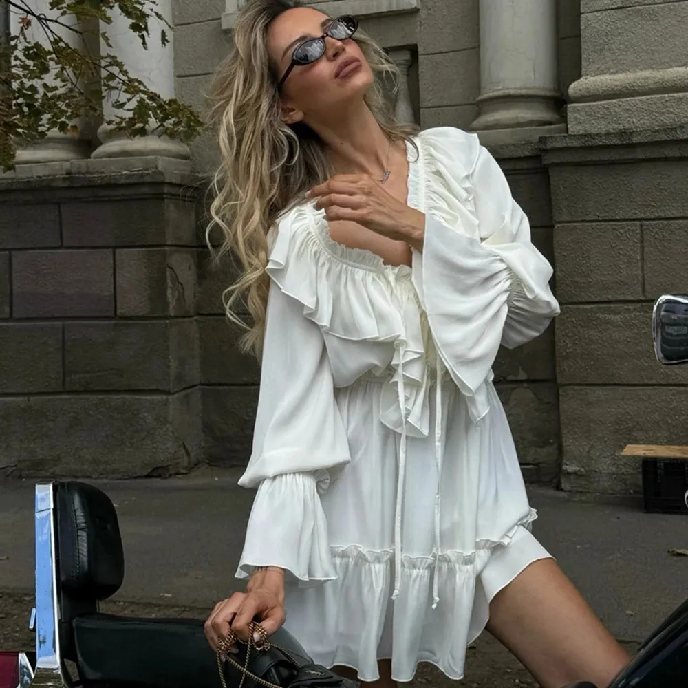 self portrait denim dress with rhinestones self-portrait - Rhinestone Stripe Mini COLOR:WHITE/NAVY collection_Yolanda Aly Denim Button Up Portrait featuring A line