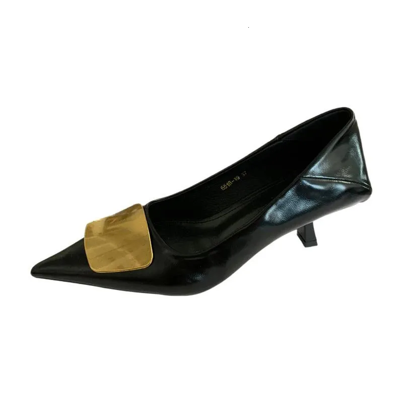 Spring Autumn Silvery Women Office Pumps Ladies Metal Decoration Slip On Party Dress Female Low Heel Shoes 250516_voghion.com