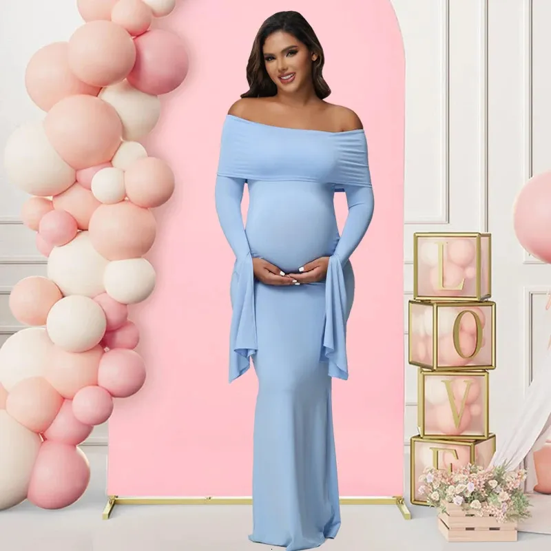 Sexy Off-Shoulder Maternity Maxi Maternity Maxi dress for Poshoots - Long Sleeve Bodycon Style for Baby Showers and Pregnancy - Style 250529 Sexy Off-Shoulder Maternity Maxi Maternity Maxi dress for Poshoots - Long Sleeve Bodycon Style for Baby Showers and Pregnancy - Style 250529