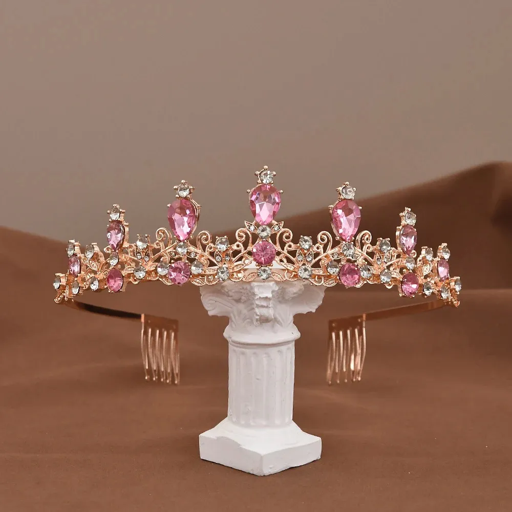 Regal Pink Crystal Tiara Crown - Women Accessories Amazon.com : CURASA Pink Crystal Tiara Cute Crowns for Women  main image 4