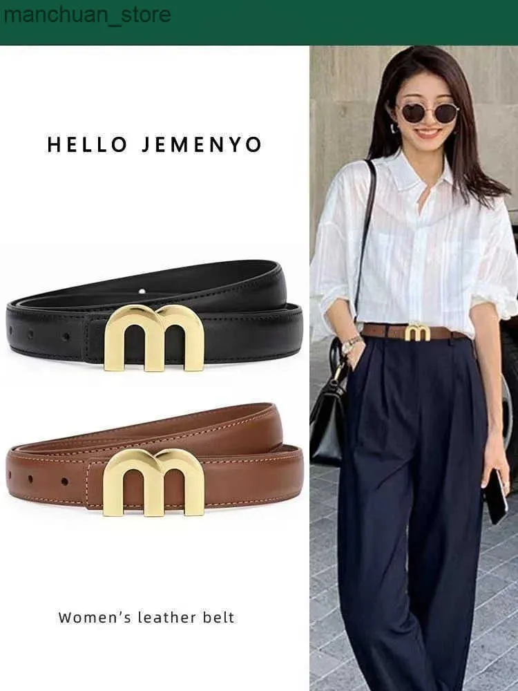 Elegant Womens Genuine Leather Belt Fashionable Gold Buckle  display picture 2